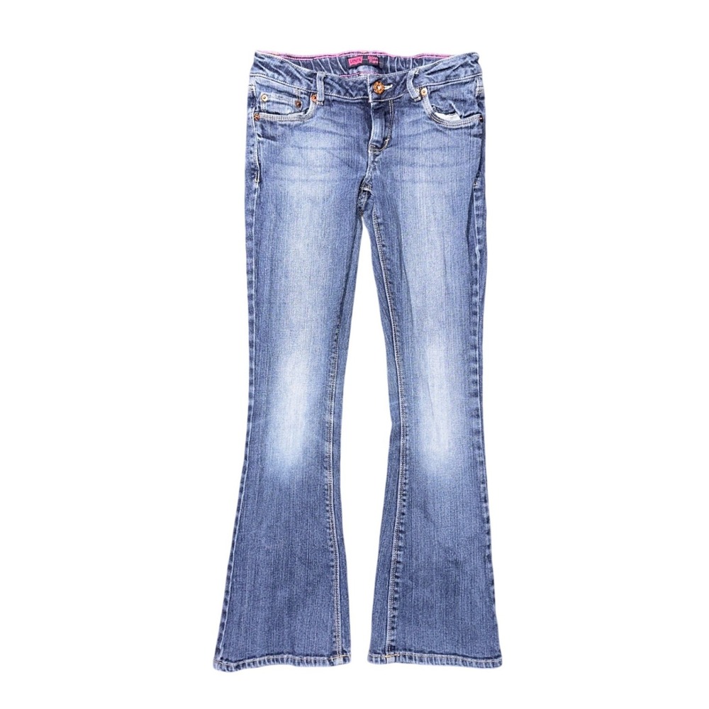 Levis Girls Skinny Flare Jeans Blue Medium Wash Adjustable Waist Size 12 Regular